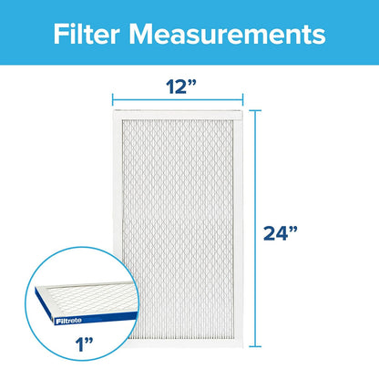 Filtrete Filtro de aire para horno de CA de 12 x 24 x 1, MERV 13, MPR 2200, Elite Allergen, Bacterias y Virus, Filtro de limpieza de aire electrostático plisado de 3 meses, paquete de 6 (tamaño real