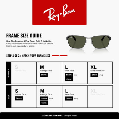 Ray-Ban 0RB3750 Gafas De Sol Unisex, Core-Square, Negro