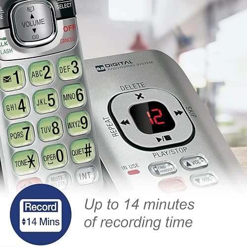 VTech CS6529-4B 4 Teléfonos inalámbrico DECT 6.0 con Sistema de Respuesta e identificador de Llamadas, Ampliable hasta 5 teléfonos, Montaje en Pared, Azul/Verde/Rojo/Plateado