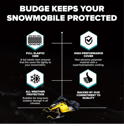 Budge Sportsman - Funda para Motos de Nieve, Impermeable y Resistente a los Rayos UV, protección Resistente, se Adapta a Motos de Nieve de hasta 130 Pulgadas de Largo x 51 Pulgadas de Ancho x 48