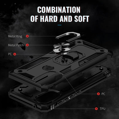 BestAlice.MX BestMX Funda para Motorola Moto G71 5G Case + Protector de Pantalla de Cristal Templado, Rude Uso Híbrida Rugged Protección Bumper Carcasa con Pie De Apoyo, Negro