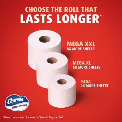 Charmin - Ultra Strong Papel Higiénico, 6 Mega Rollos, 220 Hojas por Rollo, Extra Fuerte y Duradero, No Atascable, Apto para Fosas Sépticas