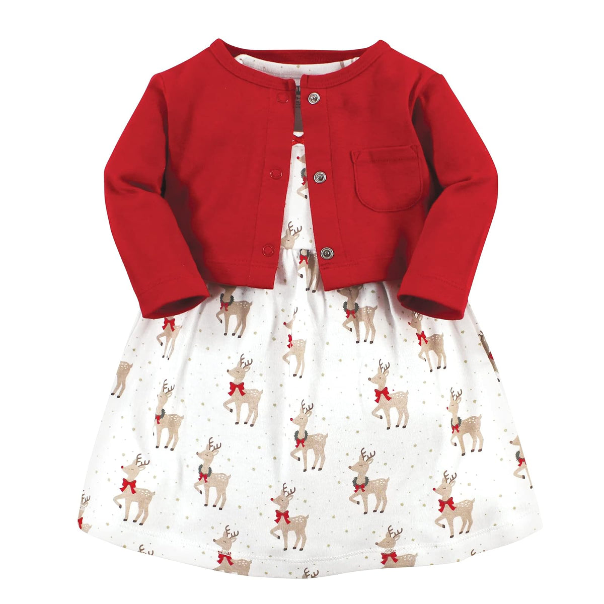 Hudson Baby baby-girls Cotton Dress and Cardigan Set