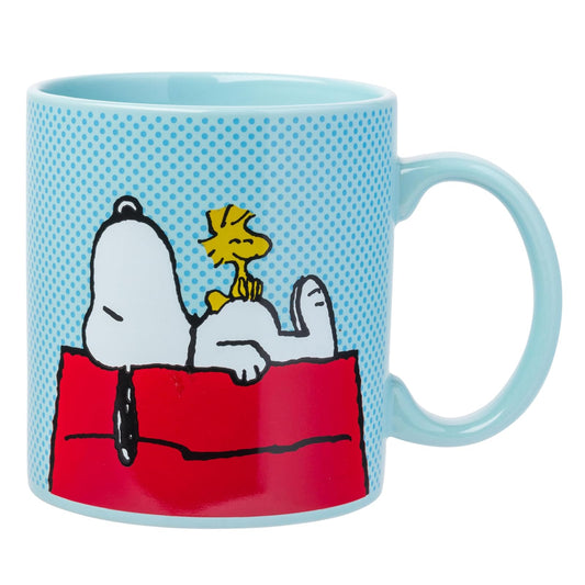 Snoopy Peanuts Woodstock House - Taza de cerámica (567 ml), color azul