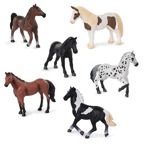 Terra by Battat - Set de caballos #4 | Set de 6 figuras de caballos de plástico con detalle realista y tamaño miniatura; juego de caballo juguete; 3 años y +
