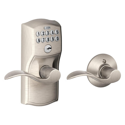 Schlage Camelot Cerradura con Acceso por Teclado con Palancas Accent Níquel Satinado Cerradura automática