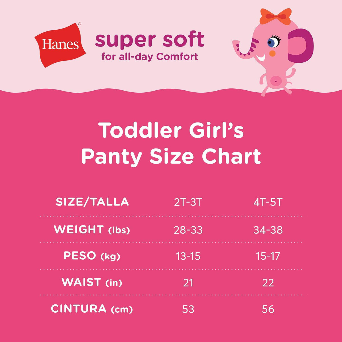 Hanes Hanes Girls' Toddler Underwear, Pure Comfort 100% Cotton, Available in Briefs and Hipster, 10-Pack Ropa Interior a la Cadera Niñas