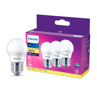 Philips LED Foco MINIBULB G45 3.5W (40W) Luz Cálida 3Pack