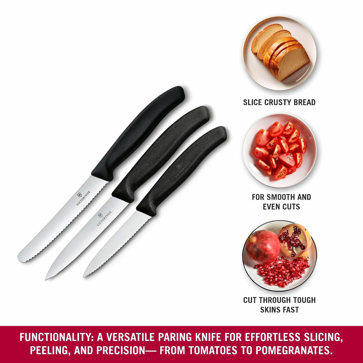 Victorinox Set de Cuchillos Mondadores, Swiss Classic, 3 piezas, Negro