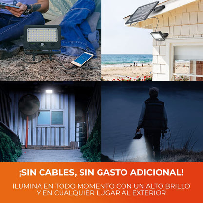 Tecnolite Lámpara Solar LED 10W - Tecnolite, Luz de Día, Función de Power Bank, Multiaplicación, Modos de Luz, Batería Integrada, Sensor de Movimiento, IP65 - IK06