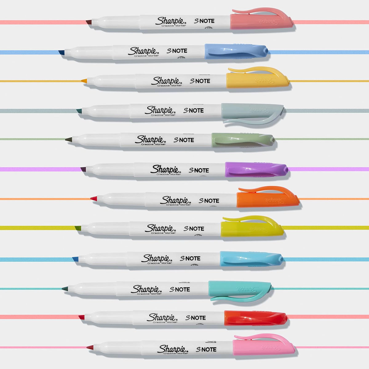 Sharpie S-Note - Marcadores creativos, subrayadores, varios colores, punta biselada, 24 unidades