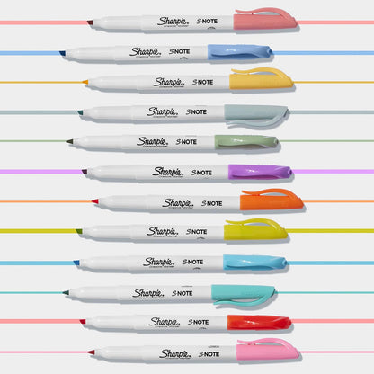 Sharpie S-Note - Marcadores creativos, subrayadores, varios colores, punta biselada, 24 unidades
