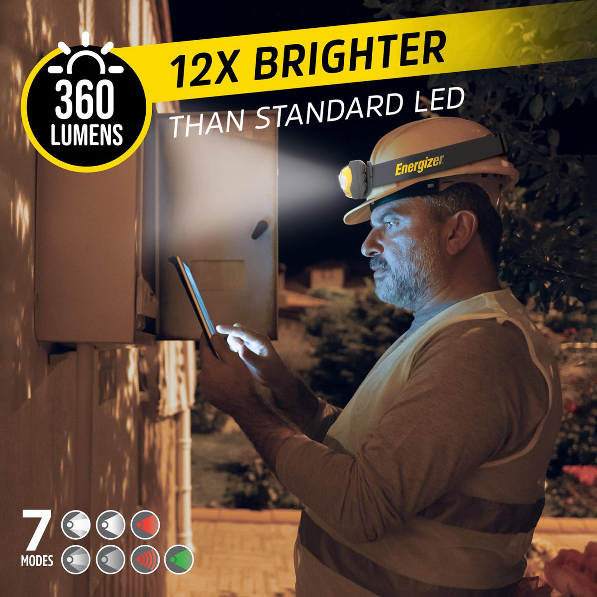 Energizer - Faro LED Pro360, diadema adicional incluida, IPX4 resistente al agua, luz principal de alto rendimiento para exteriores, camping, correr, tormenta, baterías incluidas