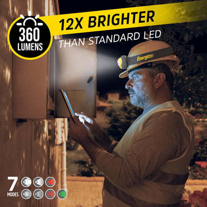 Energizer - Faro LED Pro360, diadema adicional incluida, IPX4 resistente al agua, luz principal de alto rendimiento para exteriores, camping, correr, tormenta, baterías incluidas