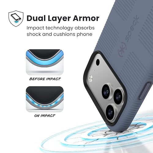 Speck CANDYSHELL Grip +MS Funda para iPhone 17 Pro MAX, Color Azul Misterioso, Tela Vaquera descolorada, Agarre Protector Delgado, protección contra caídas, Compatible con MagSafe