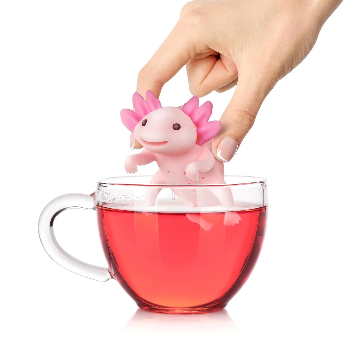 Fred RELAXOLOTL - Infusor de té auténtico, bonito diseño de axolotl, para té de hojas sueltas, silicona flexible, fácil de limpiar, regalo divertido para los amantes del té, dispositivo de cocina