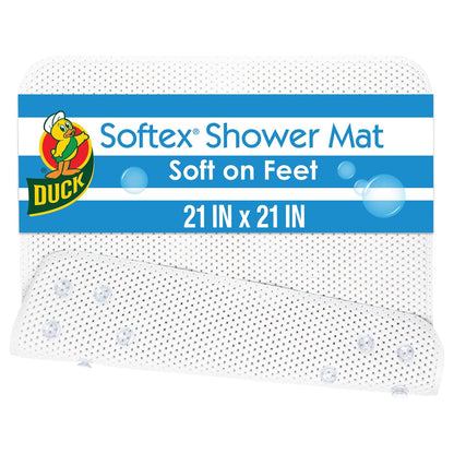 Duck Brand Softex - Tapete de Ducha Lavable a máquina, 21 x 21 Pulgadas, Color Blanco, Antideslizante (285154)