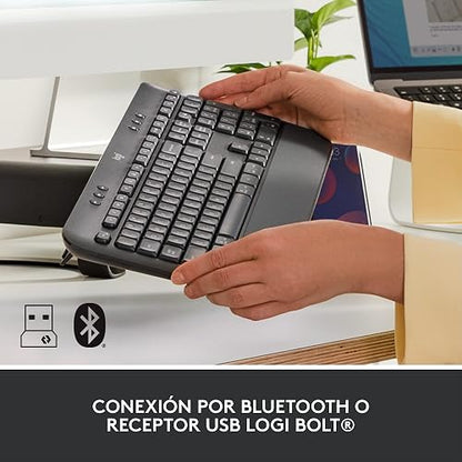 Logitech Signature K650 Teclado Confort, Estándar, Ergonómico, con Navegación Web, Captura de Pantalla y más Atajos, USB Bluetooth BLE o Logi Bolt, para PC/Windows/Mac - Grafito