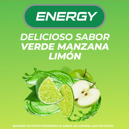 Suerox Vitamins Energy Sabor Manzana Verde-Limón con Electrolitos Sin Azúcar, Vitaminas B3, B5, B6, B9 y B12, Bebida Refrescante para Energía Diaria, 630 ml | 12-Pack