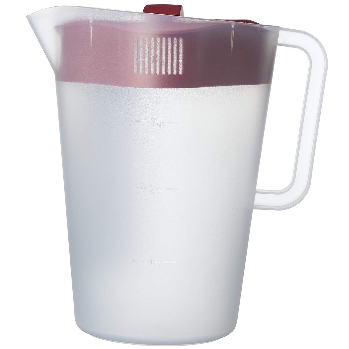 Goodcook 10658 - Jarra de plástico de 1 galón con 3 coladores y cierre sin derrames, apto para lavaplatos, transparente y rojo
