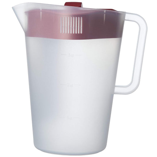 Goodcook 10658 - Jarra de plástico de 1 galón con 3 coladores y cierre sin derrames, apto para lavaplatos, transparente y rojo