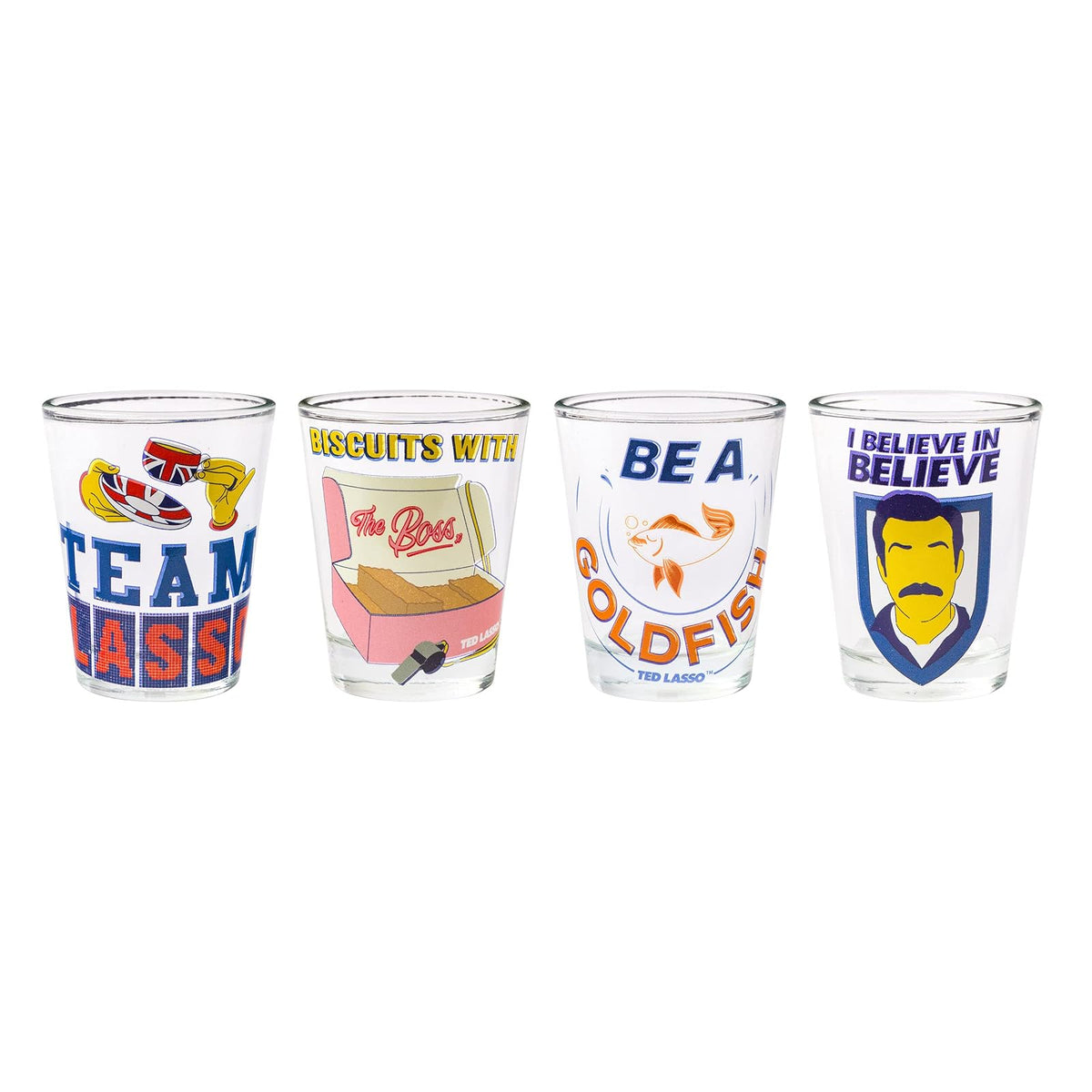 Silver Buffalo Ted Lasso Quotes - Juego de 4 mini vasos de 1.5 onzas