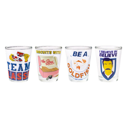 Silver Buffalo Ted Lasso Quotes - Juego de 4 mini vasos de 1.5 onzas