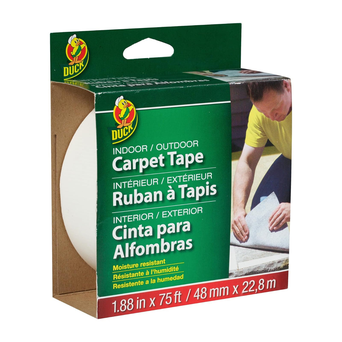 Duck Cinta para Alfombras de Tráfico Pesado - 1.88 Inch x 75 Feet - Cinta para alfombra interiores - exteriores