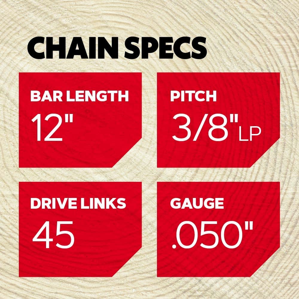 Oregon S45 AdvanceCut - Cadena de Repuesto para Barra guía de 12 Pulgadas, 45 eslabones de transmisión, Paso: Perfil bajo de 3/8 Pulgadas, Baja vibración, Calibre de 0.50 Pulgadas