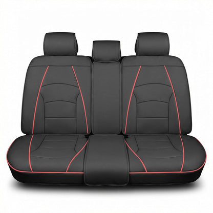 FH Group Ultra Cómodo Cojines de Cuero sintético para Asiento Delantero (Compatible con Bolsa de Aire), Black Red Trim-Bench