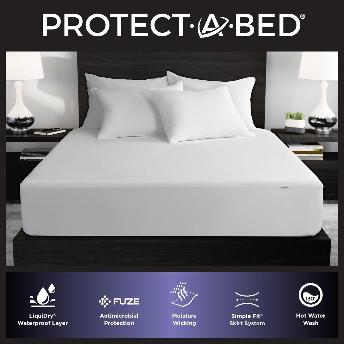 Protect-A-Bed Essential - Protector de colchón Completo, Resistente a los ácaros del Polvo, silencioso y Resistente al Olor, 100% Impermeable, Lavable a máquina, se Adapta a colchones de 11 a 18