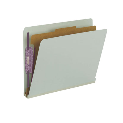 Smead - Carpeta clasificadora con pestañas y cierres SafeSHIELD, 1 Divider, Gris/Verde, Carta - 1 Divider - Gris - Verde
