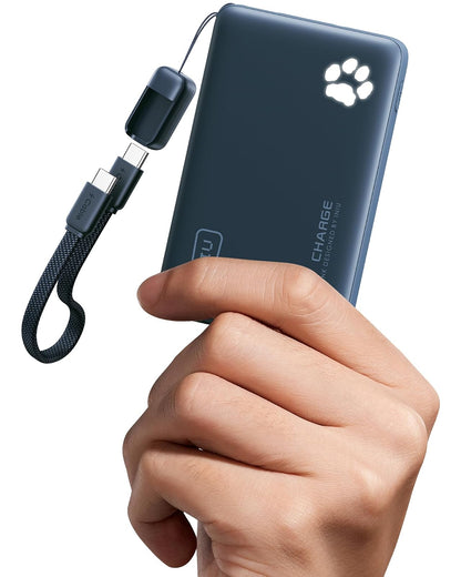 INIU Power Bank 10000mAh 45W con Cable USB-C Integrado - Azul - Versión Compacta