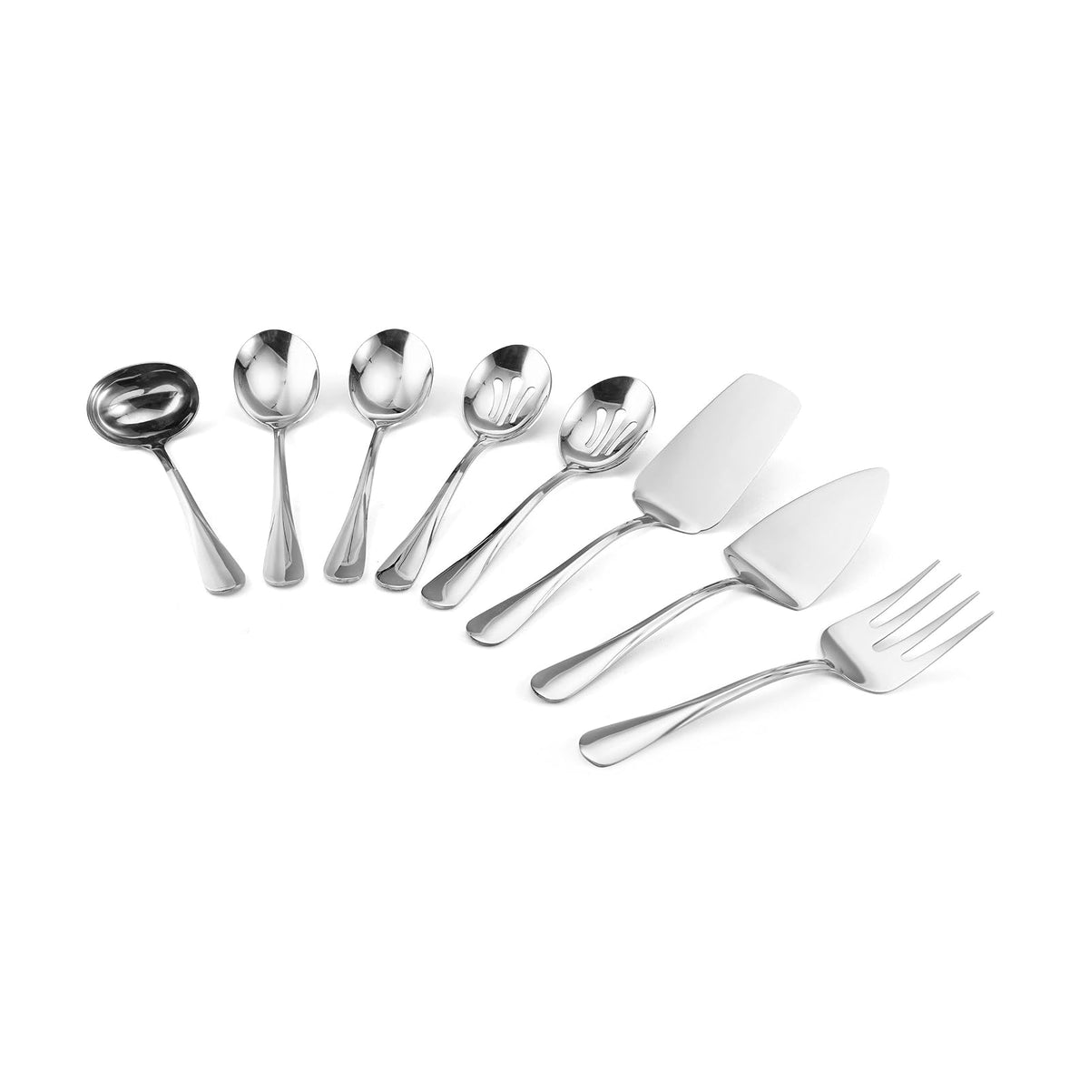 Gourmet Basics by Mikasa Kaylee Juego de utensilios para servir de acero inoxidable, 8 piezas