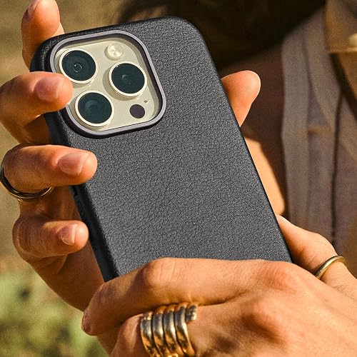 OtterBox - Piel de Cactus simetría para iPhone 15 MagSafe - Negro Ash (Negro), sostenible, se Ajusta a MagSafe, Ultra Elegante y Bordes elevados Que protegen la cámara y la visualización