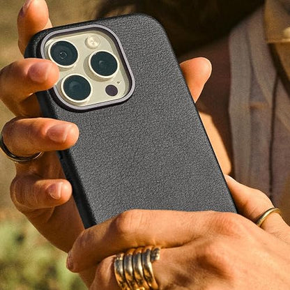 OtterBox - Piel de Cactus simetría para iPhone 15 MagSafe - Negro Ash (Negro), sostenible, se Ajusta a MagSafe, Ultra Elegante y Bordes elevados Que protegen la cámara y la visualización