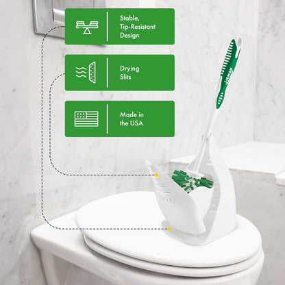 Libman Designer Juego de Cepillos y Soporte para Inodoro | 2 cepillos, sin arañazos, ranuras de secado, para baño, 10.2 pulgadas