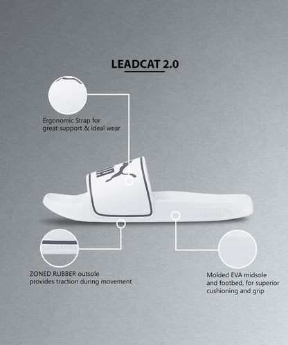 Puma, Sandalias Leadcat 2.0, Unisex, Blanco y Negro, Talla 22