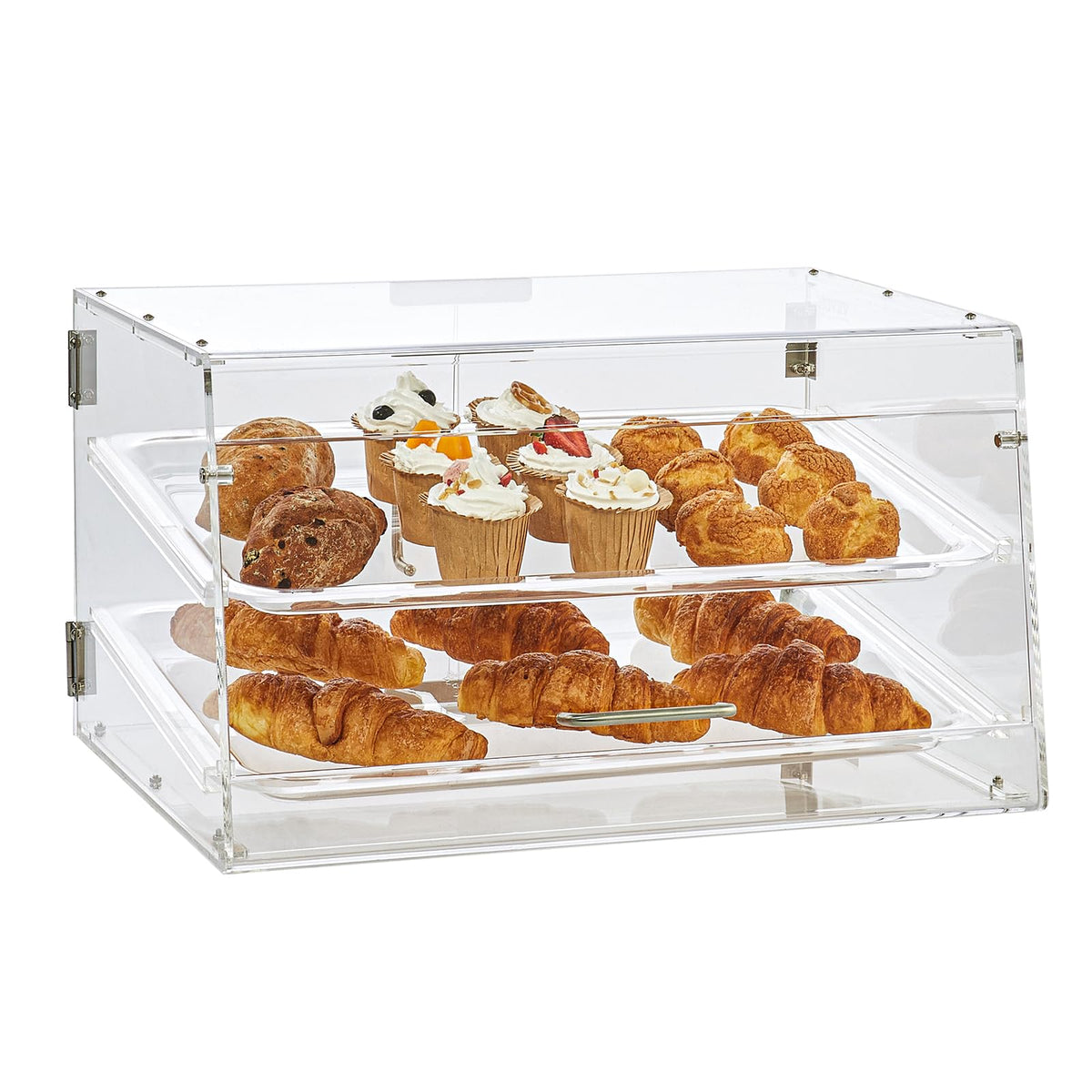 VEVOR Vitrina de Repostería de Acrílico con Estantes Extraíbles - 2 bandejas - 21" x 13" x 12"