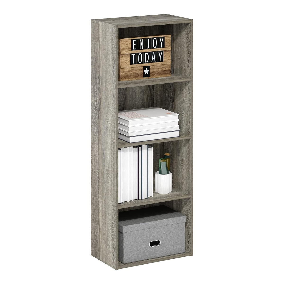 Furinno Luder Librería/Libro/Almacenamiento, 4 Niveles, Roble francés