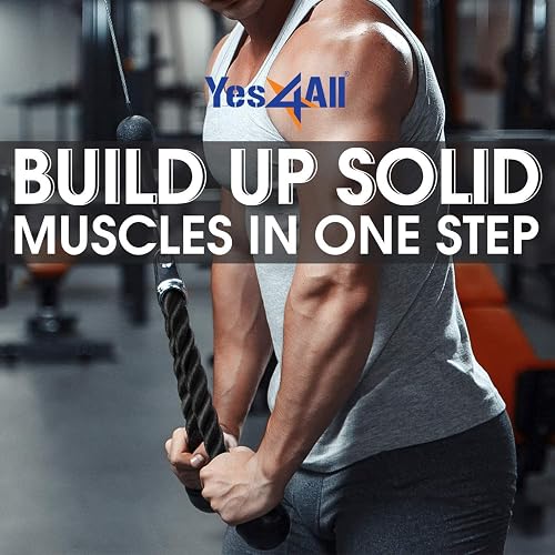 Yes4All Cuerda para Tríceps, 27" y 36" Accesorios para Poleas Gym en Casa, Agarres y Manerales - Ideal para Entrenamiento de Brazos y Espalda