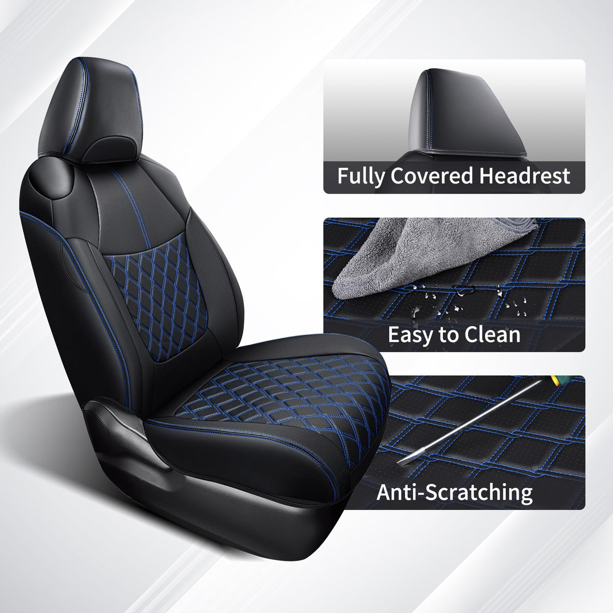Cubreasientos de Huidasource para Auto, Juego Completo, Protector de Asiento de Cuero para Toyota RAV4, Compatible con Toyota Rav4 2019-2024 XLE LE XLE Premium Limited (No para Hybrid/Adventure/TRD