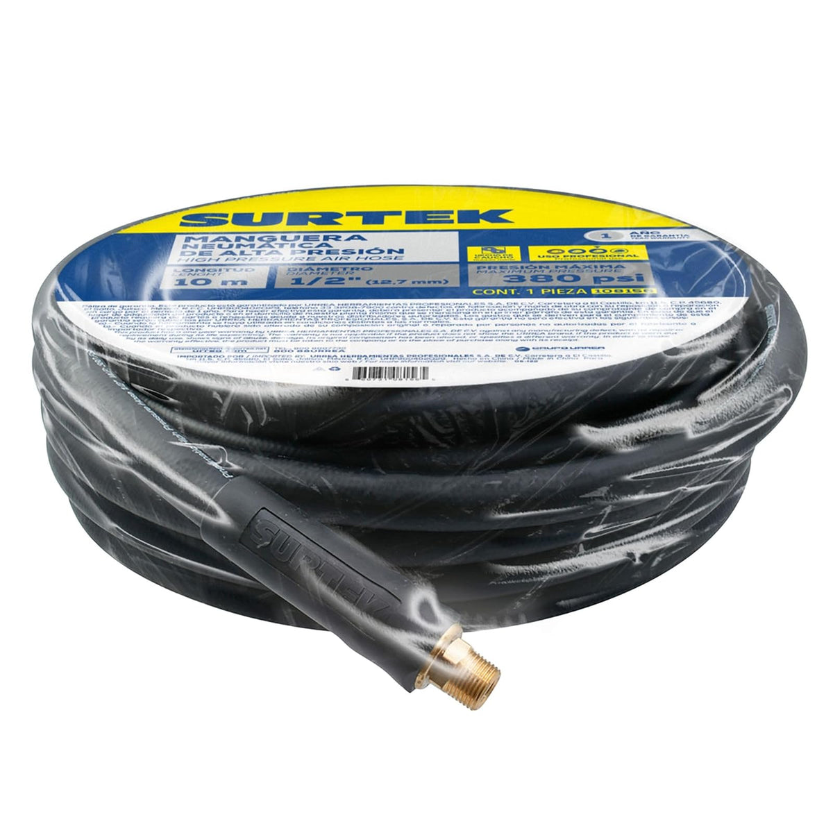 Surtek 108156 Manguera de PVC reforzadas para aire de alta presión 1/2" x 10 m