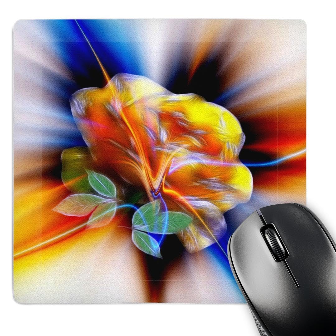 3dRose 8 x 8 x 0.25 Inches Yellow Rose Northern Lights Mouse Pad (mp_18504_1)