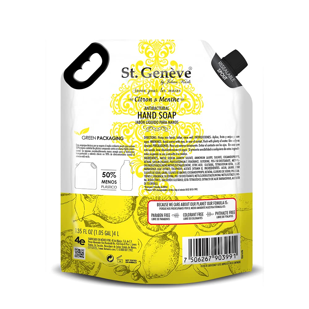 St. Geneve Jabon Liquido St Geneve Pouch Citron Menthe 4000ml