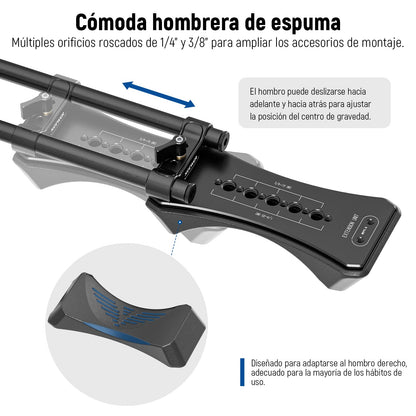 NEEWER Kit Plataforma de Hombro Universal, 16"/40cm Extendido 15mm, Soporte de Varas, Estabilizador de Cámara para Videocámara DSLR, Compatible con SmallRig Follow Focus/Lens Support/Matte Box, SR004