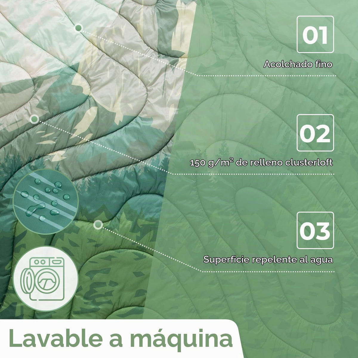 KingCamp Manta de Camping, Manta Portátil Alternativa al Plumón con Botones y Laços para Usarla, Impermeable y Cálida, Ideal para Viajes, Senderismo y Eventos al Aire Libre