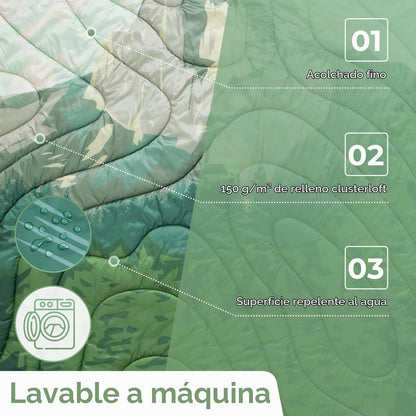 KingCamp Manta de Camping, Manta Portátil Alternativa al Plumón con Botones y Laços para Usarla, Impermeable y Cálida, Ideal para Viajes, Senderismo y Eventos al Aire Libre
