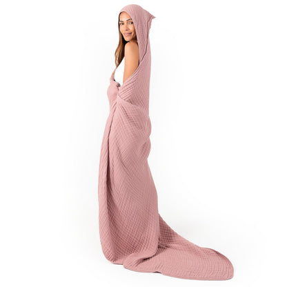 Comfy Cubs Toalla con Capucha para Bebé, Grande, 81 × 81 cm, Paquete de 1 | Azul Pacífico - 6 Capas Algodón Muselina 100% – Suave y Absorbente para Bebés, Niños y Niñas para la Hora del Baño - Malva - Paquete de 1 – Adulto