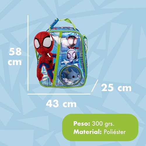 Ruz Lonchera Infantil y Preescolar | Spidey y Sus Amigos | 100% Poliéster Capacidad 3 Litros | Bolso de Poliéster para Niños con Forro Interno y Cierre de Cremallera | Recomendado desde 3 años